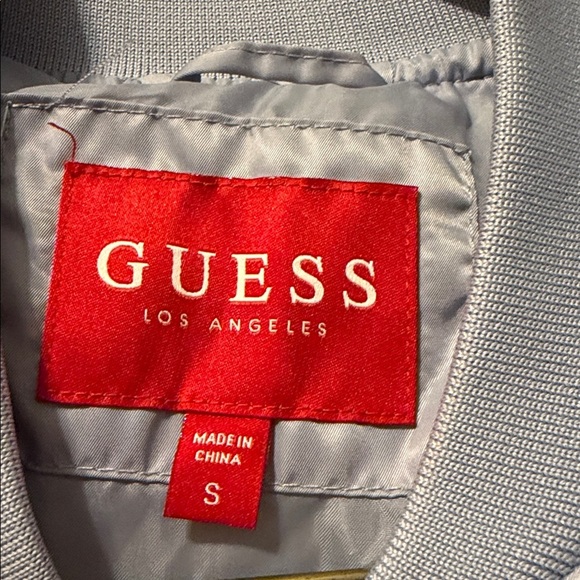 Guess Silver Bomber Jacket with Logo Zipper - Picture 3 of 6